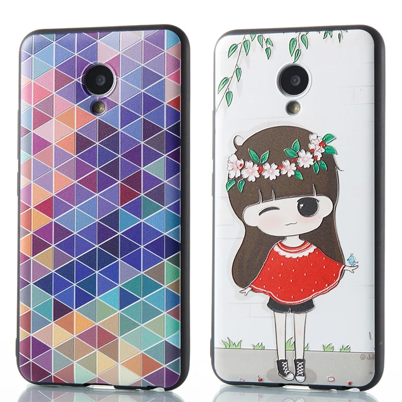Coque Fundas чехол для Meizu M5s m5c MX6 M6s X M3 Note E3 Pro 6 рыбий цветок раскрашенный горячий рельеф
