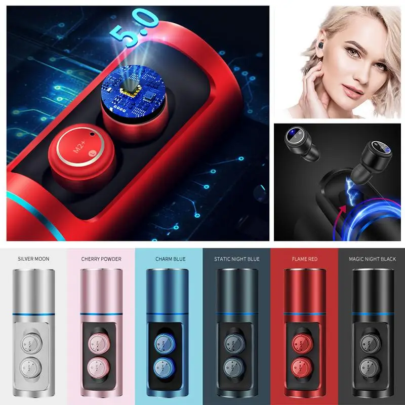 

New M2+Earbuds Wireless Bluetooth 5 Headset Sports Headset Binaural Call With Charging Box Waterproof True Wireless Earbuds