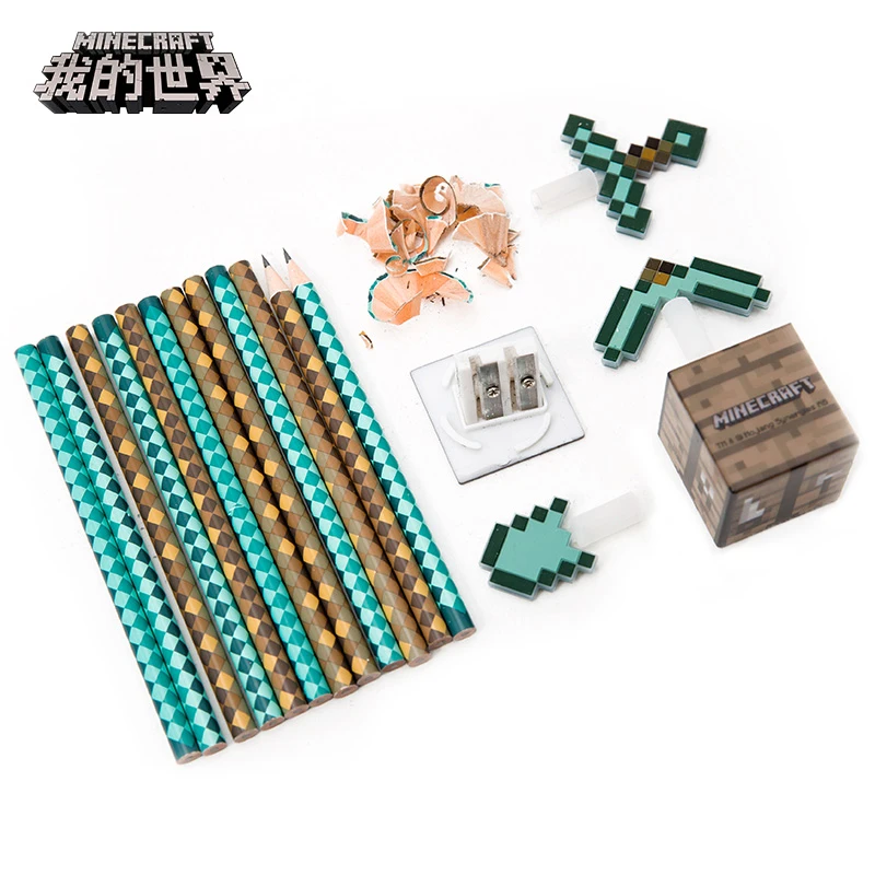 

2018 Minecraft Toys Peripheral Kit Student Stationery HB Pencil Diamond Sword Gift