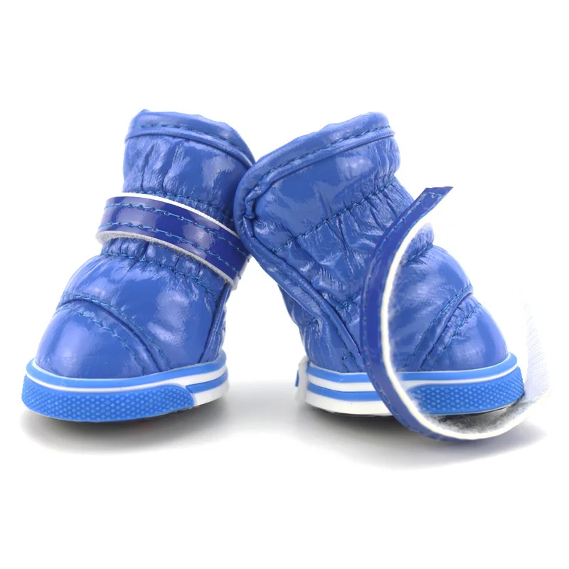 Новая обувь для собак 4 шт/партия синяя зимняя обувь для щенков и собак Спортивная повседневная нескользящая обувь Толстая хлопковая обувь для чихуахуа XXL