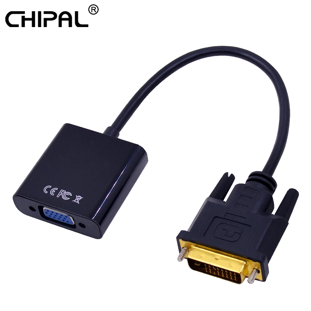 

CHIPAL 10PCSs DVI-D to VGA Adapter 24+1 25Pin DVI to 15Pin VGA Converter Cable for PC Desktop Notebook HD 1080P Monitor Display