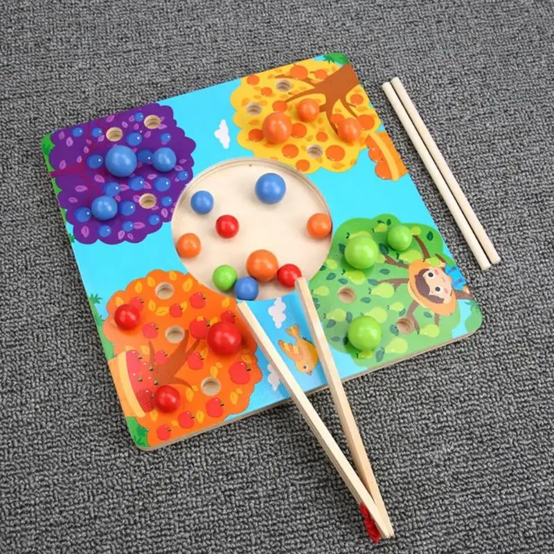 Funny Educational Wooden Toys Montessori Fruit Tree Clip Balls Board Games Newborn Early Development Activity Books Baby Kids