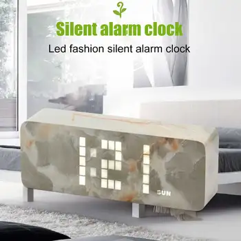 

Marble-like Wood LED Alarm Clock Digital Ultra-silent Desk Alarm Clock with Thermometer LKS99