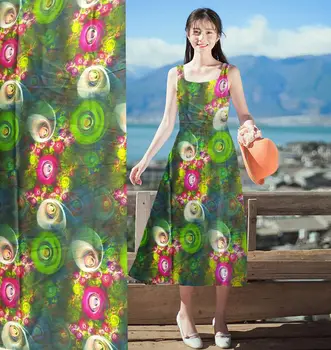 

Telas Woven Heavy Silk Satin fabric Material For Clothing Shirt Blouse summer dress Print beautiful flowers silk Fabrics Textile