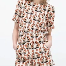 Поступление сезона г. Европейский стиль ZA женщины Винтаж карманов Цветочный принт Шорты с высокой талией элегантный качества Повседневное тонкий Популярный бренд Шорты для женщин