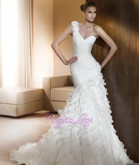Mermaid One Shoulder Beautiful Wedding Dress-in Wedding Dresses from Weddings & Events on