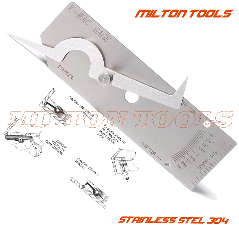 V-Wac Welding Gauge Weld seam Biting Edge Undercut Inspection Gage 4/"