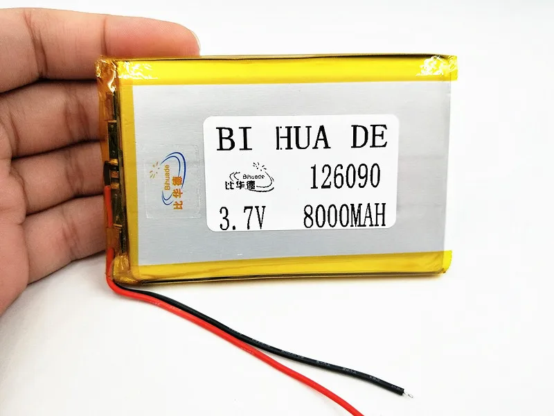  3.7 V Lithium Polymer Battery 8000mah 126090 Li-Po Rechargeable Battery For MP4 MP5 Tablet E-book G