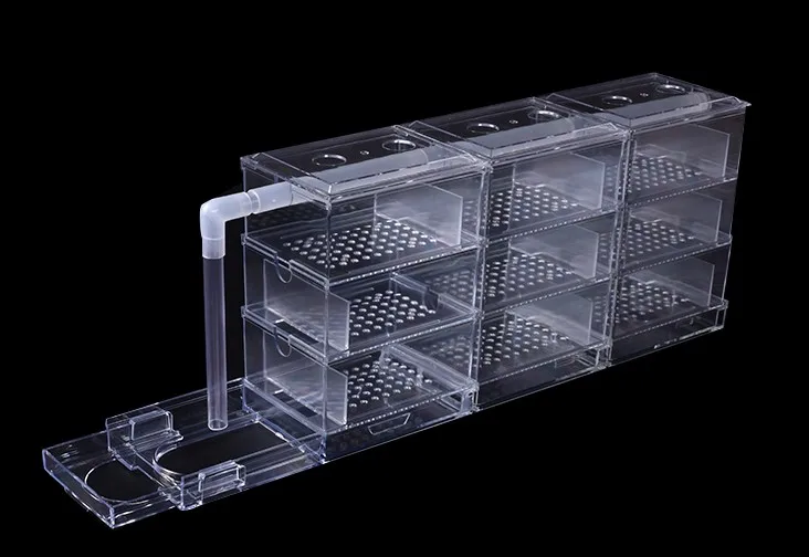 

Design of bottom filter of filter tank with upper filter on aquarium tank Biochemical filter box on top of fish tank