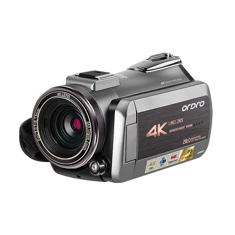 ORDRO AZ50 реальная 4 K видеокамера 30FPS ночного видения 4 K видеокамера H.265 формат поддержка стерео микрофон gps приемник
