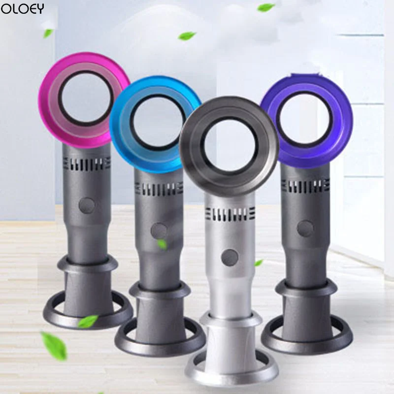 

OLOEY 1PC Mini Hand Fan Without Blade Fan USB Air Cooler Rechargeable with LED Light Portable Screen Fan for Small Ornaments