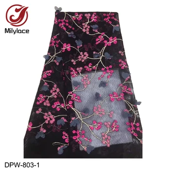 

African Lace Fabric High Quality French Net Embroidery Tulle Lace Nigerian Applique Fabric for Wedding Party Dress DPW-803