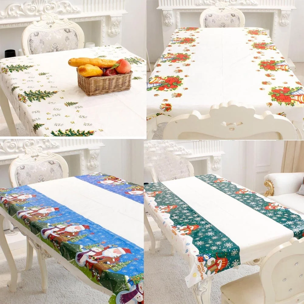 110*180cm Tablecloth Disposable Merry Christmas Rectangular Printed PVC