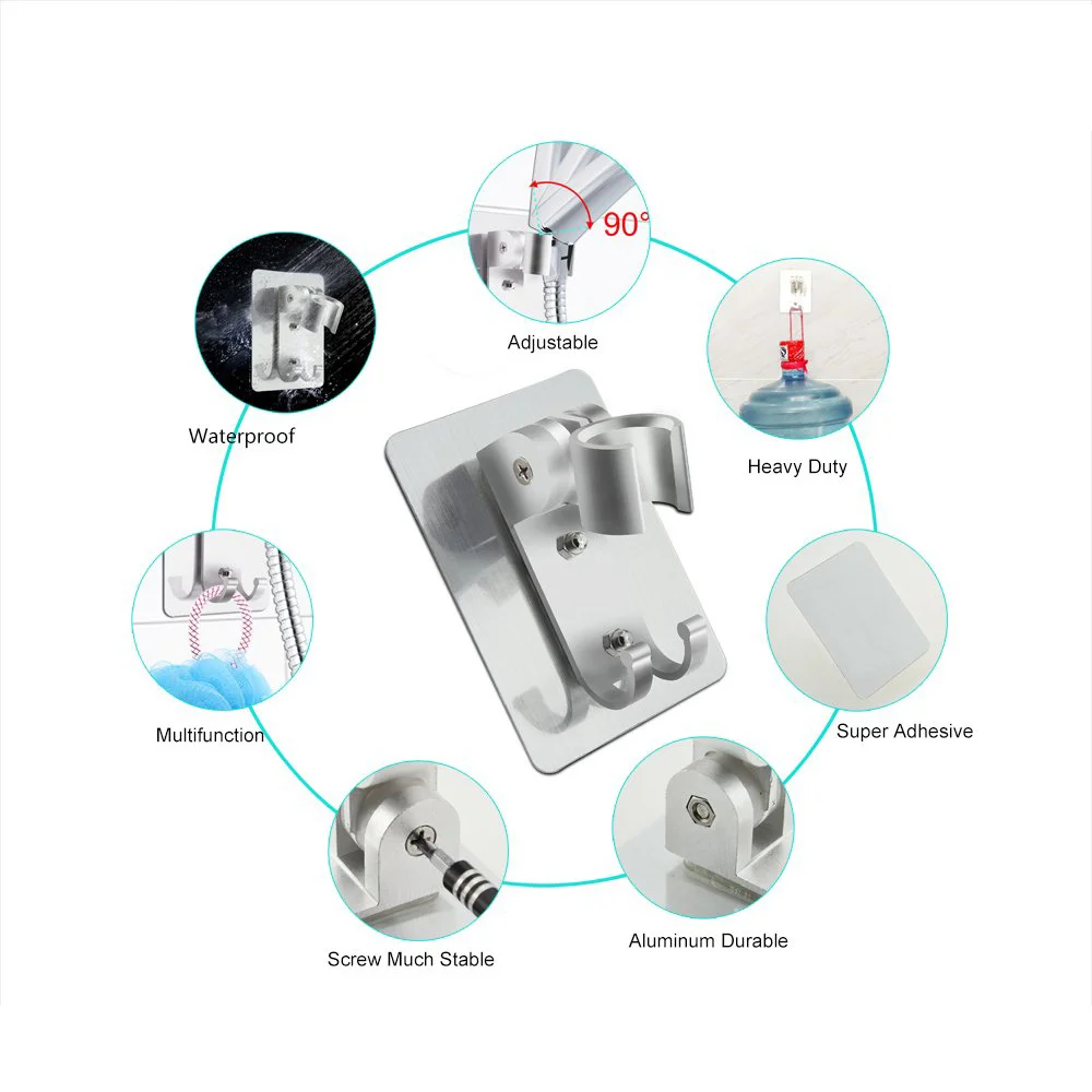 Держатель душевой головки сильный клей душевая головка Настенный монтажный кронштейн регулируемый держатель душевой палочки с 2 вешалками