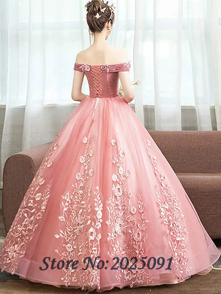 New Off The Shoulder Dress Sweet 16 Quinceanera Dresses Ball Gown Long Prom Dress Lace Appliques G0126