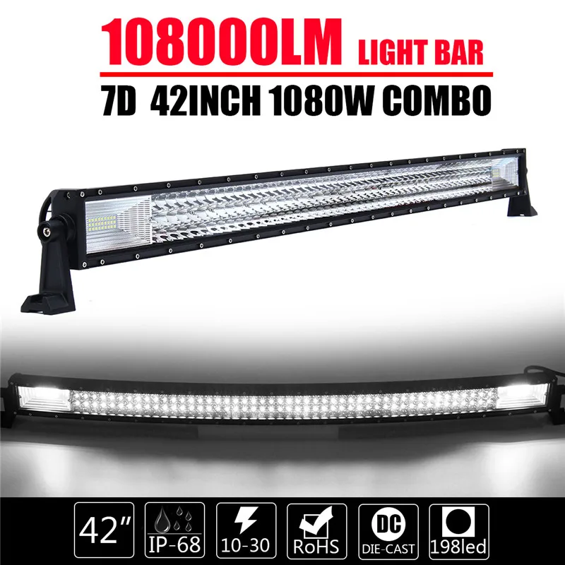 

Curved TRI-ROW 42Inch 1080W Combo LED Work Light Bar Offroad Lamp Car Headlight Bar Black Shell universal For Truck For Jeep