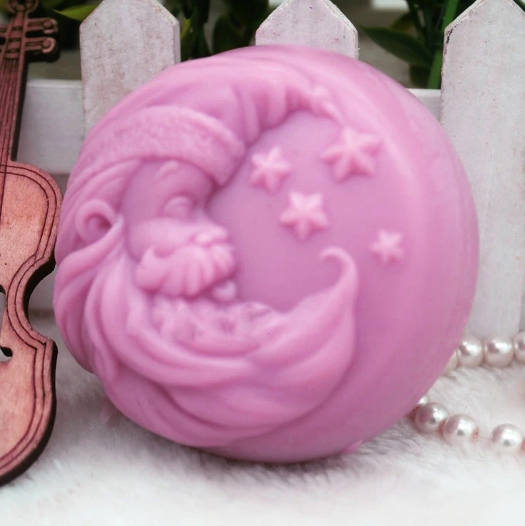 Christmas Mould Silicone Soap Molds Moon Santa Claus Soap Mold Diy