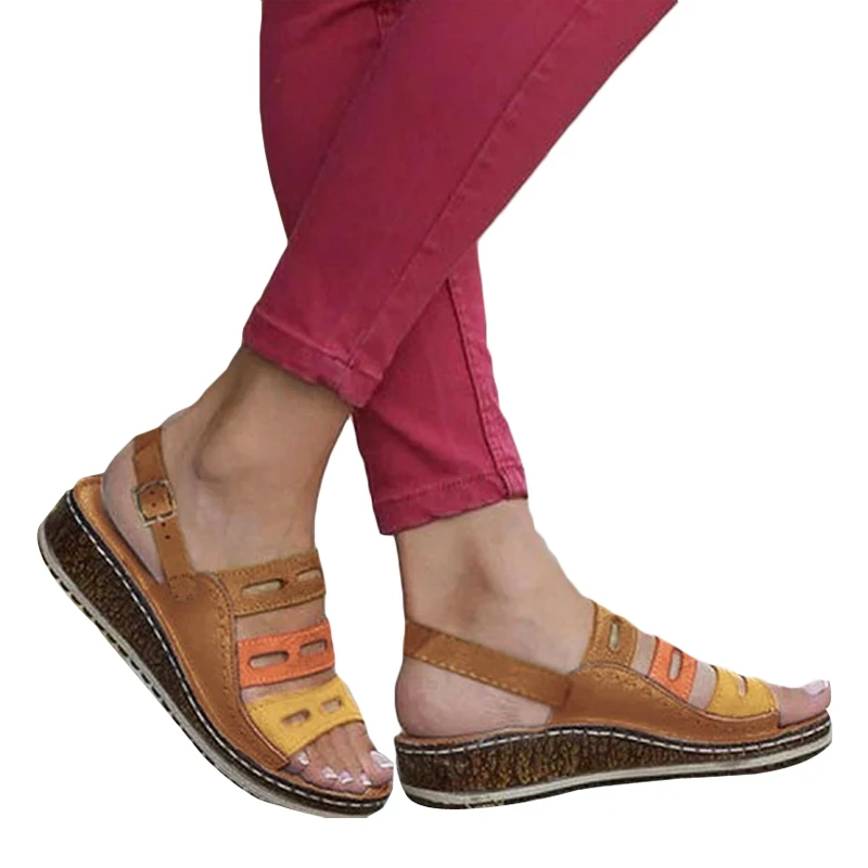 Женские туфли на танкетке из искусственной кожи; босоножки на высоком каблуке; повседневная Летняя обувь; женские Вьетнамки; Босоножки на платформе; коллекция года; большие размеры 35-43
