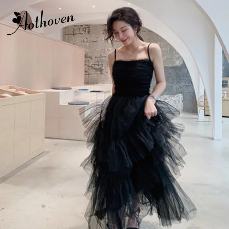 

Summer Women Sexy Party Ball Gown Dress Socialite Bandage Dresses Vestidos Spaghetti Strap Elegant Long Cascading Ruffle Dress