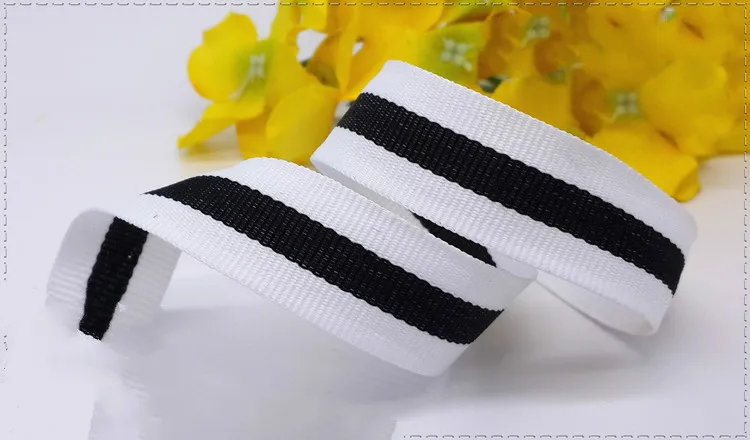 Новинка (1 м/лот) 20 мм ширина между черно белыми полосками grosgrain ленточный пояс DIY