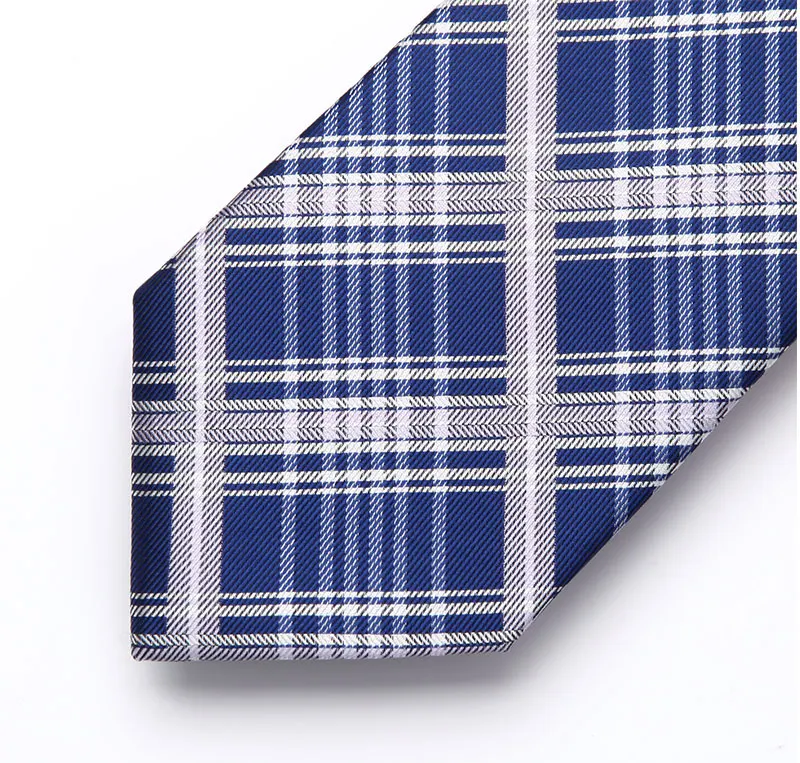 TC812V8S плед Темно-синие Серый Проверьте 3.4 "шелковый галстук вечерние Свадебные платок Набор Тканые Классический Для мужчин галстук