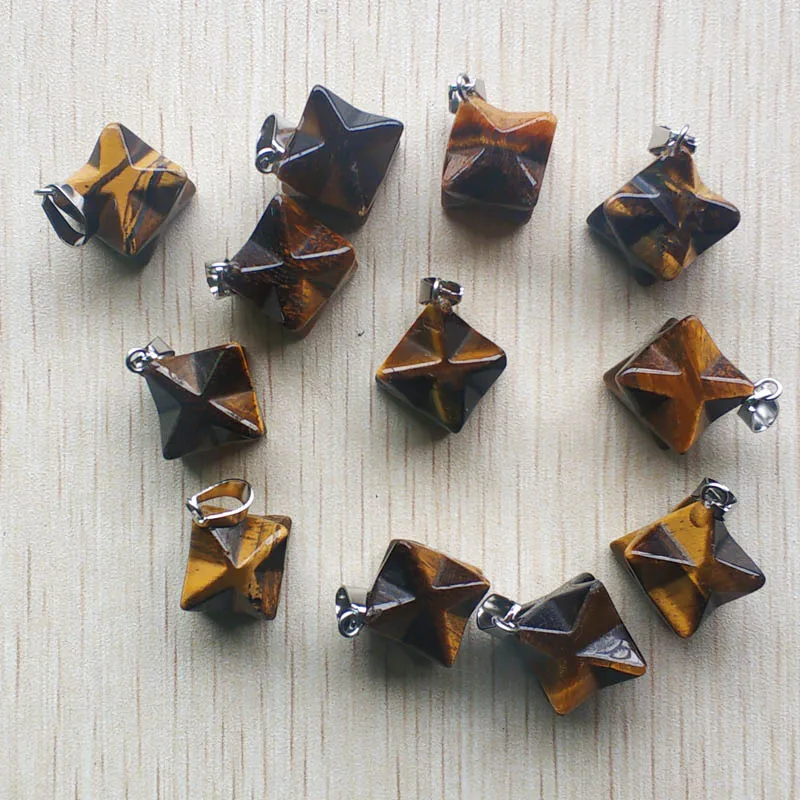 Wholesale 12pcs/lot 2019 new fashion assorted natural stone mixed Melkaba Hexagram Pendants charm for jewelry making free