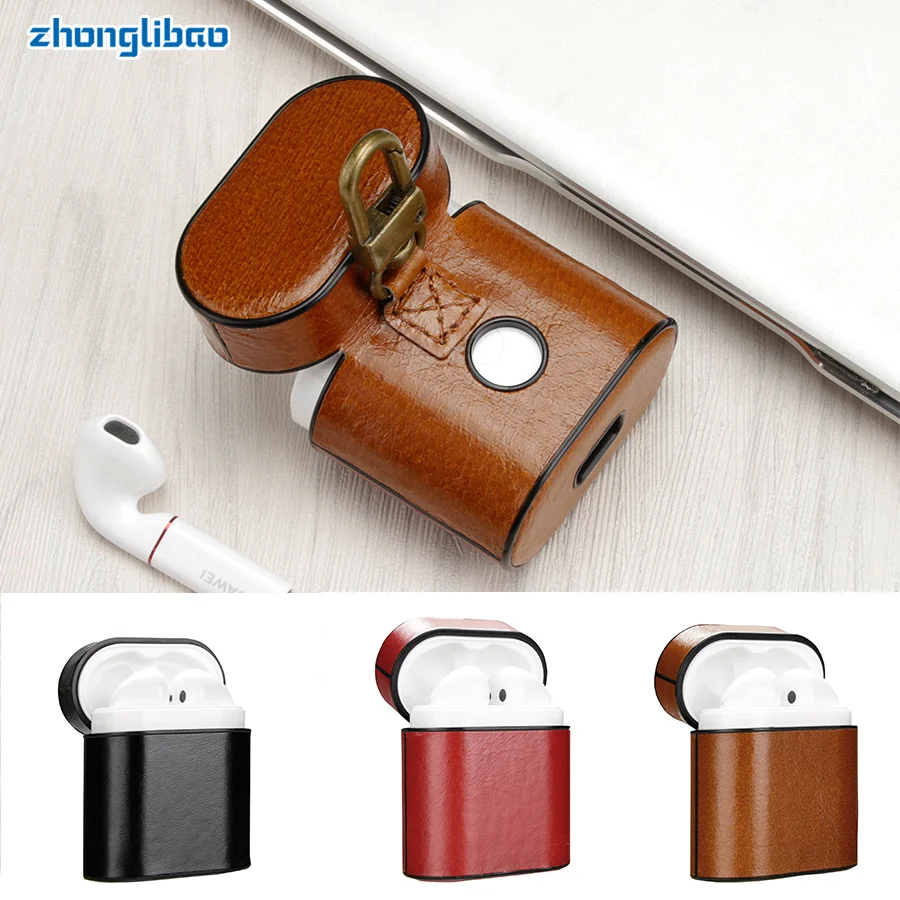 

Luxury Genuine Leather Case for Huawei Freebuds 2 Pro 2pro Original Headphone Protective Cover Storage with Keychain Hook 2019