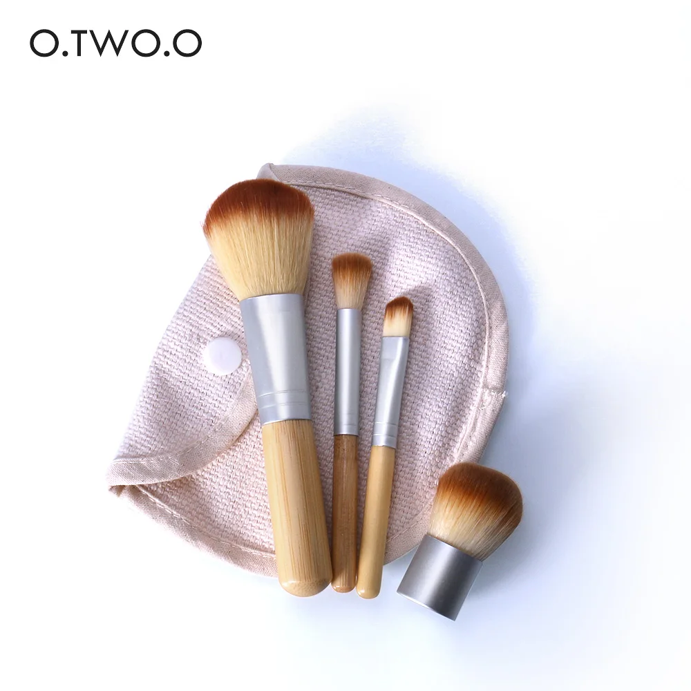 

O.TWO.O 4PCS/set Bamboo Brush Foundation Brush Make-up Brushes Cosmetic Face Powder Brush For Makeup Beauty Tool 9966
