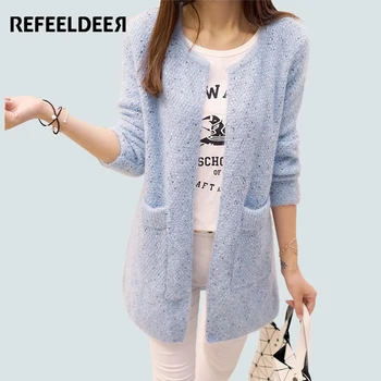 Refeeldeer Casual Knitted Long Sleeve Cardigan Women 2017 Spring Autumn Long Cardigan Female Crochet Sweater Women Pull Femme