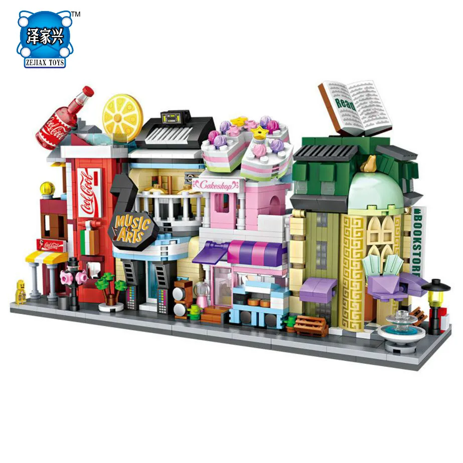

Loz City Street View Cola Bookstore Musical Instrument Piano Cake Shop Mini Diamond Building Block Nano Bricks Educational Toys