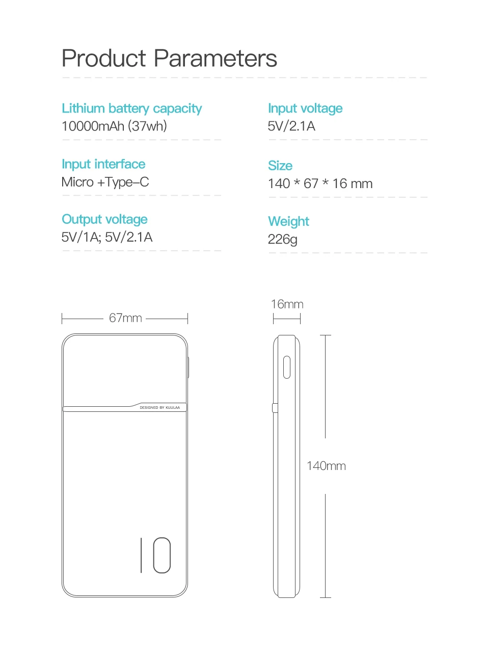 KUULAA power bank 10000mah portable charger powerbank 10000 mah for xiaomi mi 10 9 iPhone 12 11 X XR Blackview A80 A60 poverbank power bank portable charger