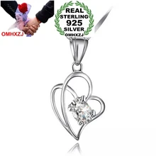 OMHXZJ Wholesale NO Chain Necklace kpop Fashion jewelry love heart AAA zircon 925 sterling silver star woman pendant Charms PE26