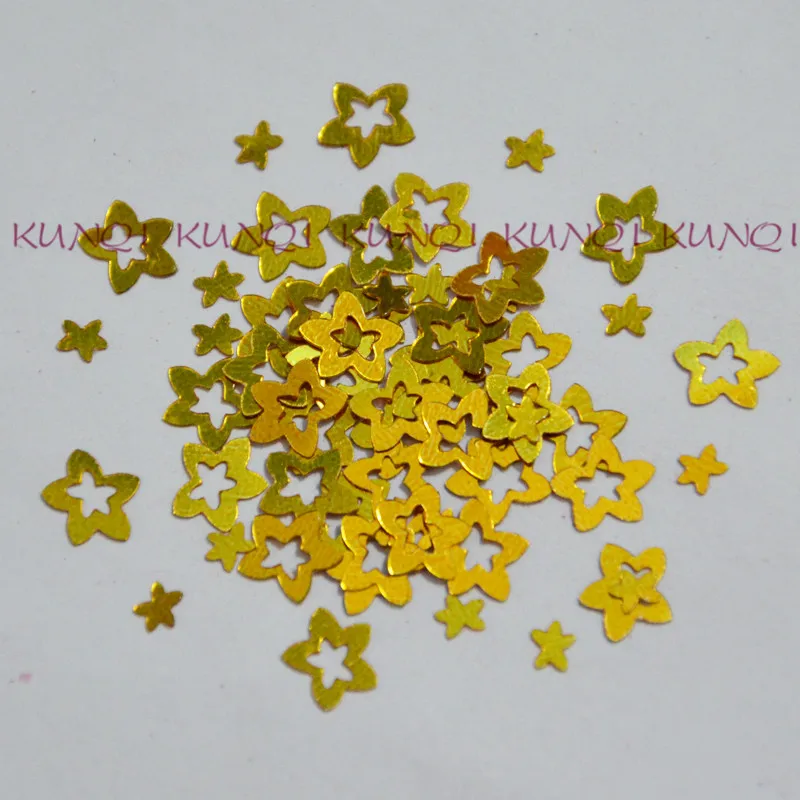 

30g 7mm/ 4mm Flat Hollow Star Golden Loose Sequin Paillette Sewing,Wedding Craft,Women Kids DIY Garment Accessory