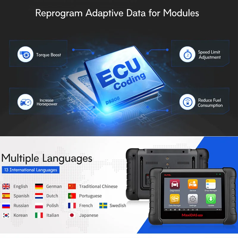 Autel Maxidas DS808 OBD2 сканер автомобильный OBDII диагностический инструмент тестер OBD инжектор кодирования ключ кодирования код считыватель PK MS906