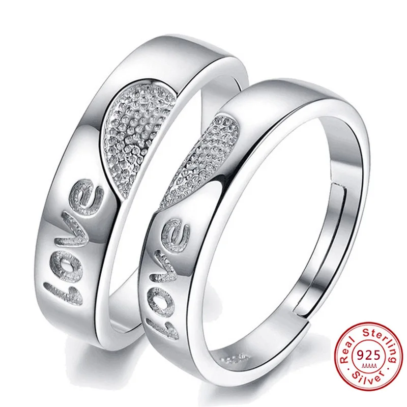 Charm Wedding Rings 925 Sterling Sliver Crystal CZ Couple Rings for Women Men Love Heart Shaped Engagement Ring Jewelry Bijoux