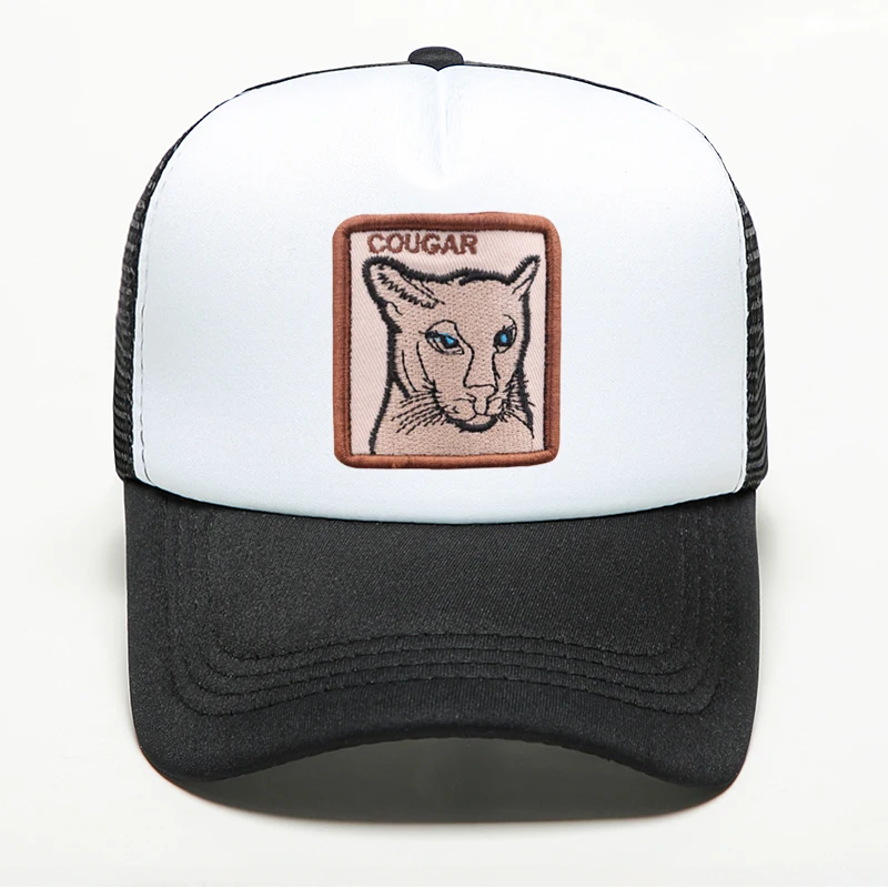 

New Brand Animal Cougar Caps Women Breathable Mesh Baseball Cap Men's Dad Hat Patchwork Snapback Summer Adjustable Hat