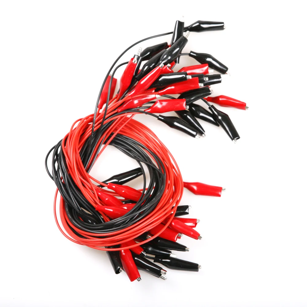 New Arrival 10 Pcs Red Black Double Ended Alligator Clips Test Leads