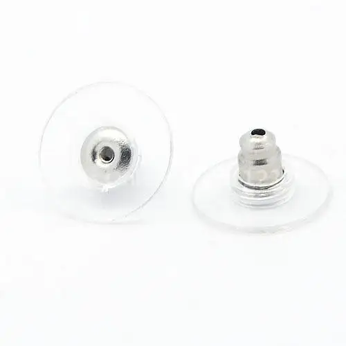 

304 Stainless Steel Earnut Ear Plugging/Blocked, with Plastic, 12x7mm, Hole: 1mm