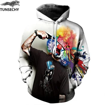 

TUNSECHY Autumn Winter Fashion Men/women Hoodies With Cap Print Gun Clown Hooded Hoody Sweatshirt 3D lovely Tracksuits