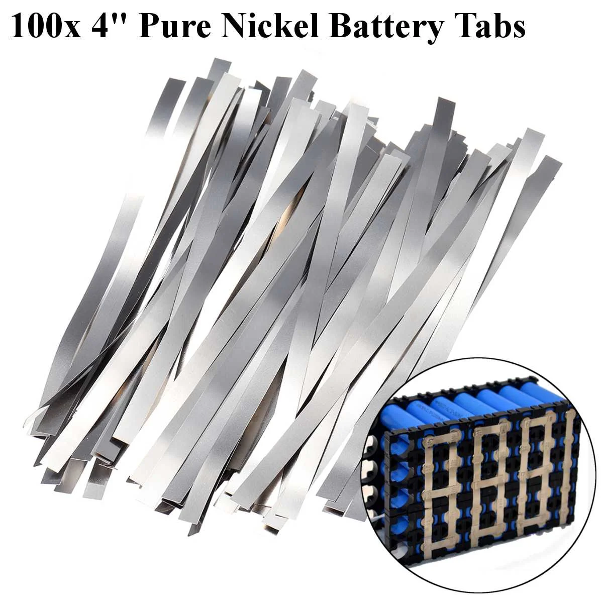 

100pcs 0.1*4*100mm Pure Nickel Electric welding Strip Tape For Li 18650 Battery Spot Welding Compatible For Spot Welder Machine
