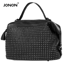 Jonon Famous Designer Brand Women Leather Handbags Genuine Studded Ladies Handbags Rivets Cross Body Shoulder Bag For Women