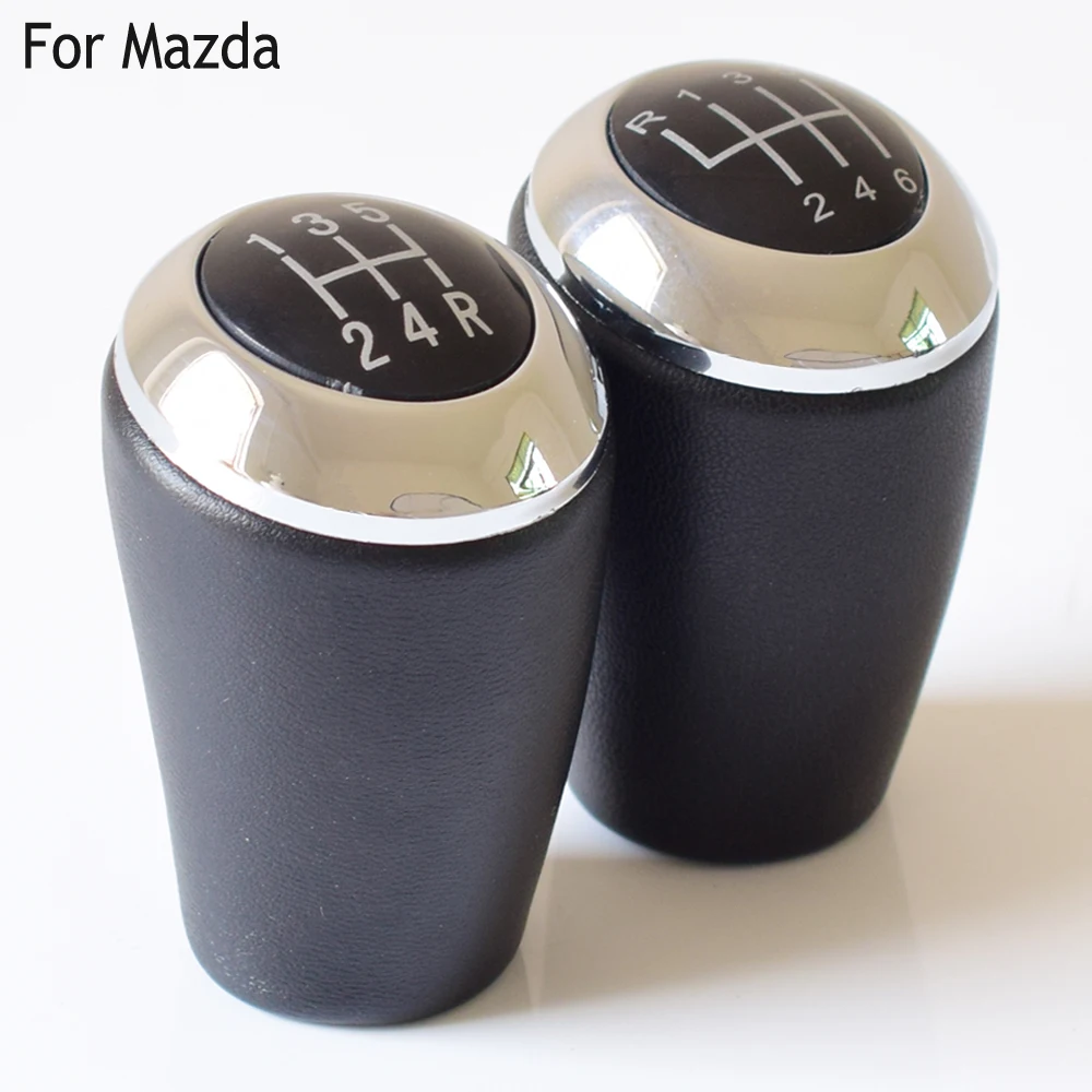 

Manual 5 6 Speed Car Gear Stick Lever Knob Handball For Mazda 3 5 6 For Mazda 3 BK BL CW 6 5 3 Series CX-7 MX-5 Chrome Leather