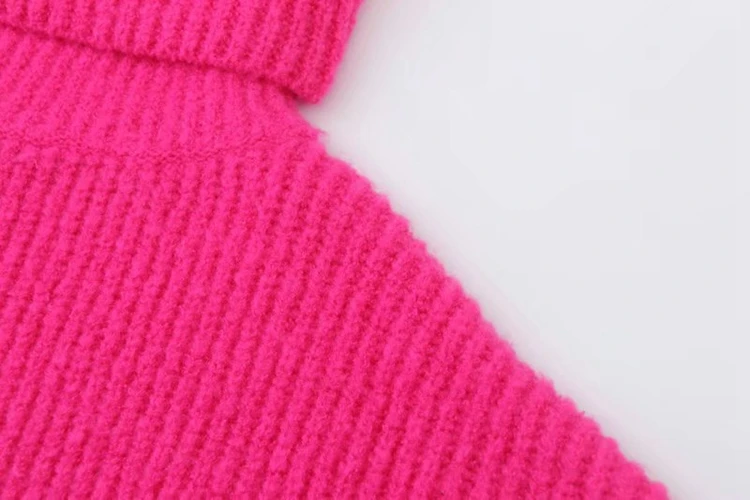 AOEMQ осень и зима длинный сплошной цвет толстый свитер вязаный флуоресцентный Высокий воротник Свободный пуловер свитер женский