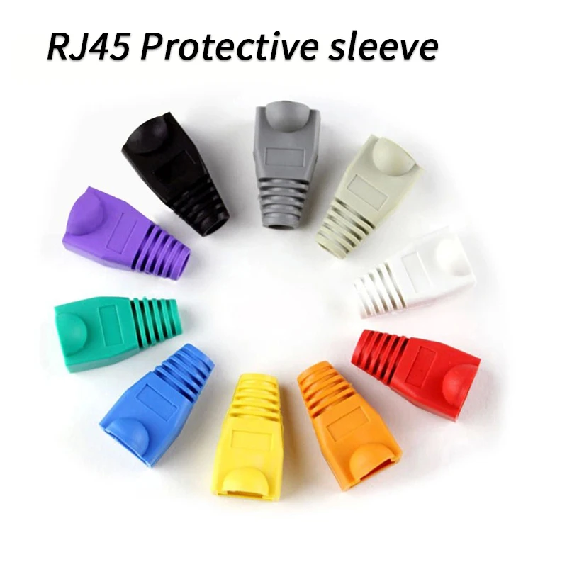 

100pcs Black rj45 caps cat6 network boots sheath cat6a cat5 cat5e protective sleeve multicolor ethernet cable connector Covers