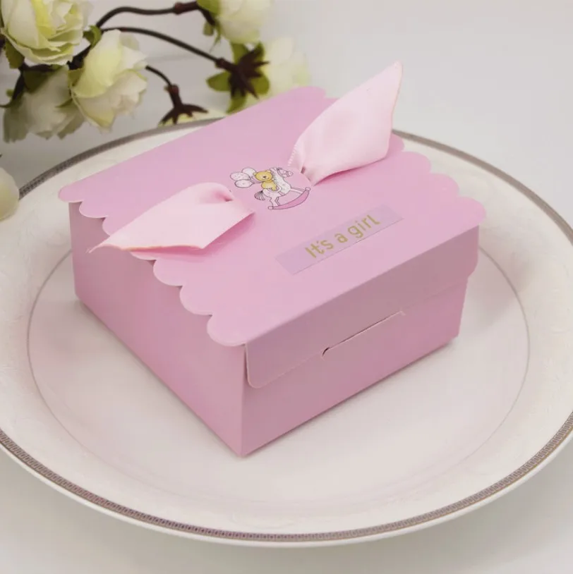 100 шт/партия для предродовой вечеринки Подарочная коробка конфет вечерние раздаточный материал для гостей синие/розовые сладкие коробки для мальчиков/девочек - Цвет: Pink