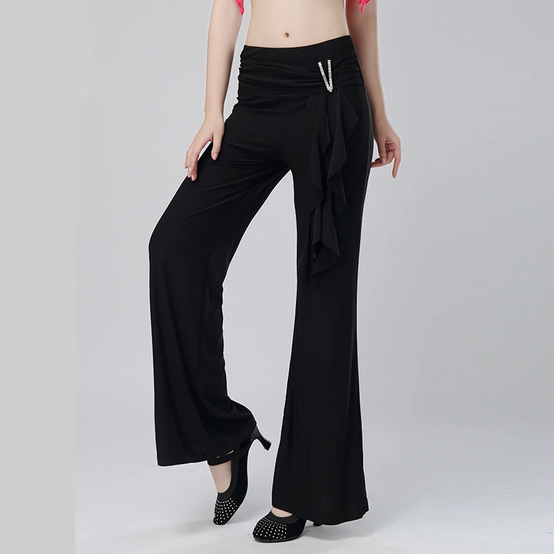Ballroom Latin Dance Pants Adult High Waist Loose Trousers Lady's Samba Rumba Training Dancing