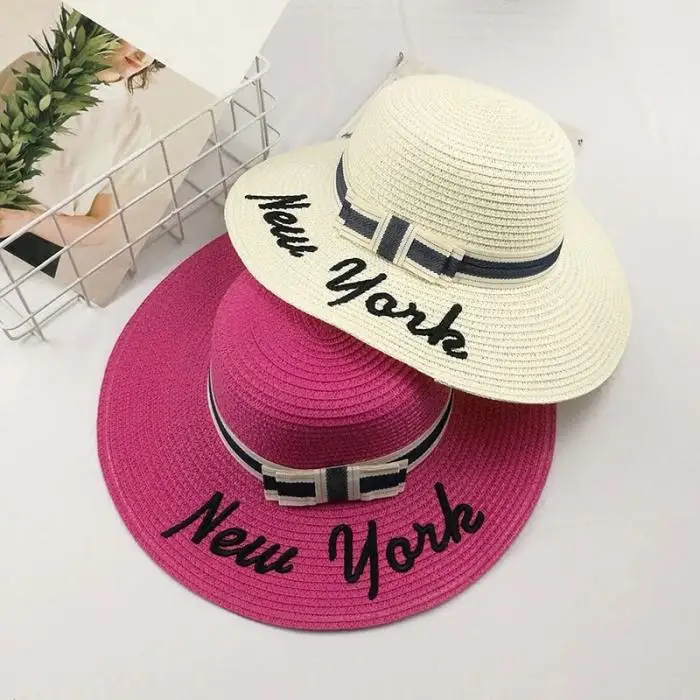 Women Summer Hats Panama Bow Sombrero Sun Straw Hat Foldable Beach Bone Visor Cap JT-Drop Ship