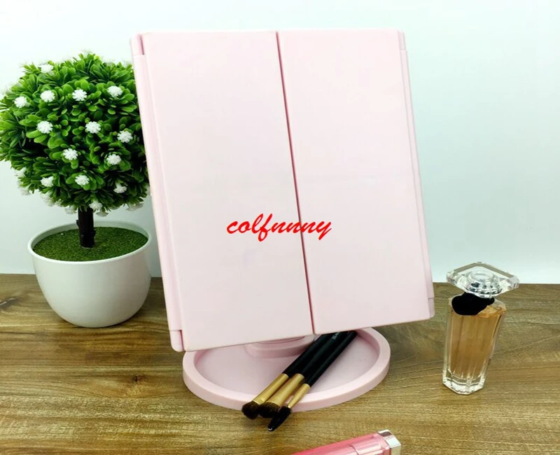 96pcs/lot 22 LEDs Light Makeup Mirror 3 Folding Adjustable 1X/2X/3X