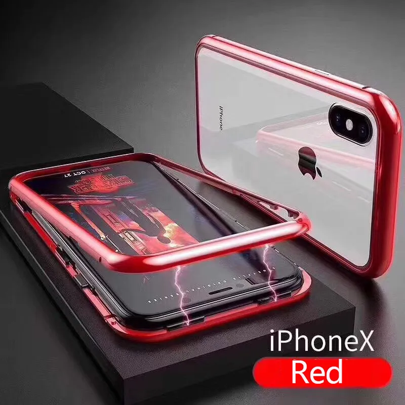Роскошный металлический магнитный чехол для iPhone XR XS MAX X 8 Plus 7 6 6S + задняя крышка из