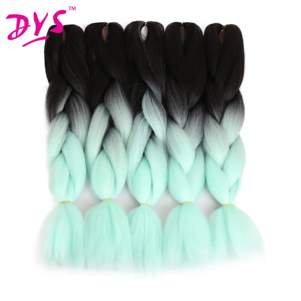 Deyngs, два тона, серый/фиолетовый, Омбре, канекалон, плетеные волосы, кудрявые, прямые волосы для наращивания, африканские синтетические плетеные волосы, 100 г/шт - Цвет: # 1B